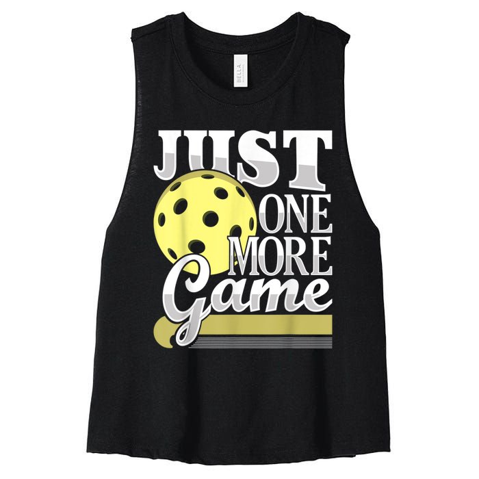 Just One More Game Funny Pickleball Player Paddleball Women's Racerback Cropped Tank