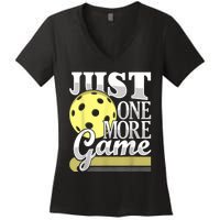 Just One More Game Funny Pickleball Player Paddleball Women's V-Neck T-Shirt