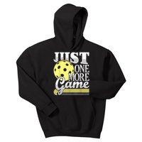 Just One More Game Funny Pickleball Player Paddleball Kids Hoodie