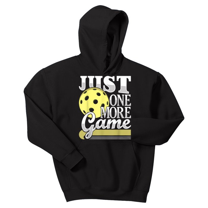 Just One More Game Funny Pickleball Player Paddleball Kids Hoodie