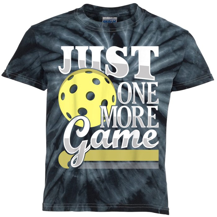 Just One More Game Funny Pickleball Player Paddleball Kids Tie-Dye T-Shirt