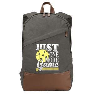 Just One More Game Funny Pickleball Player Paddleball Cotton Canvas Backpack