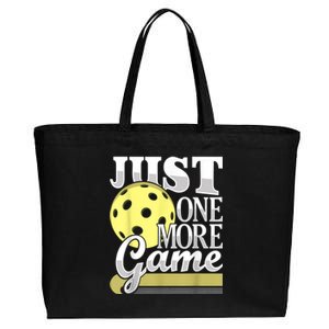 Just One More Game Funny Pickleball Player Paddleball Cotton Canvas Jumbo Tote