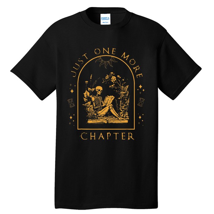 Just One More Chapter Skeleton Reading Tall T-Shirt