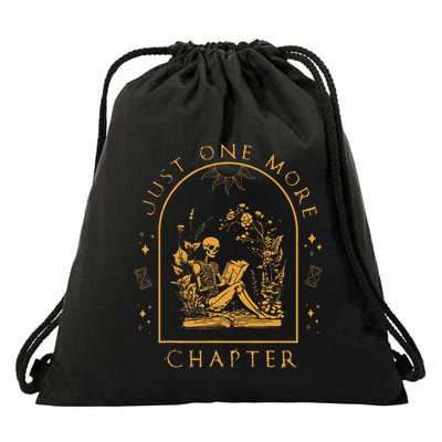 Just One More Chapter Skeleton Reading Drawstring Bag