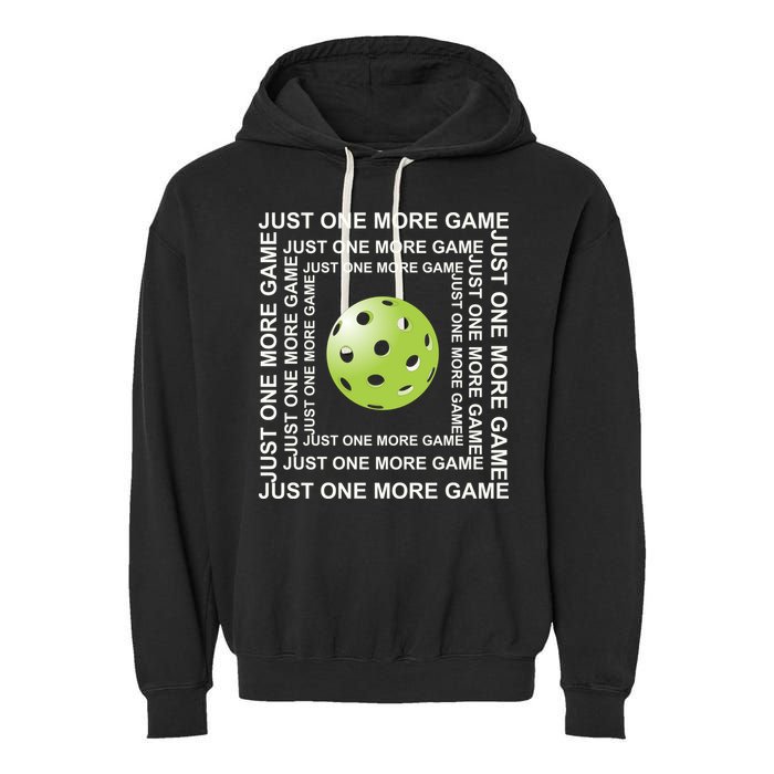 Just One More Game Square | Fun Pickleball Garment-Dyed Fleece Hoodie