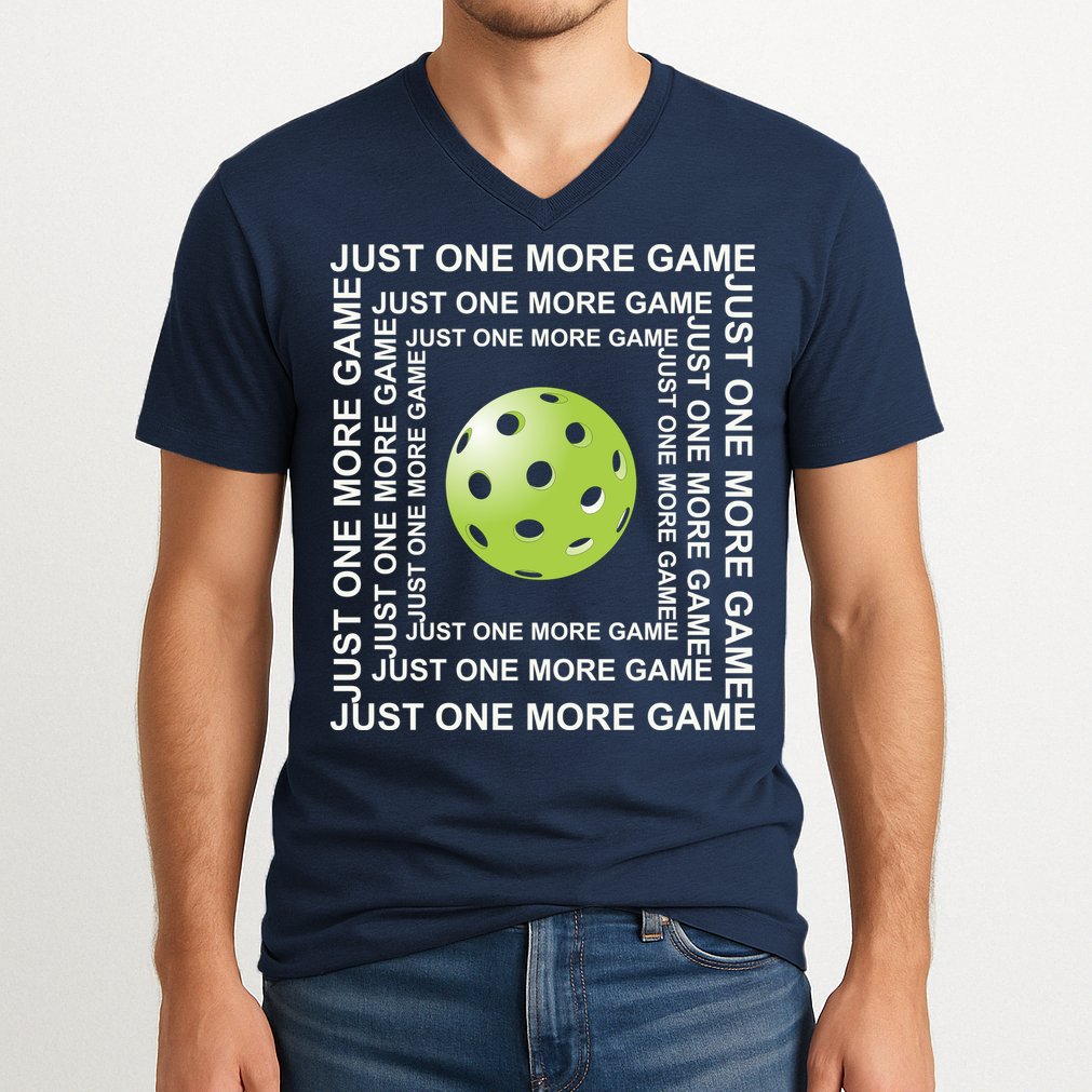 Just One More Game Square | Fun Pickleball V-Neck T-Shirt