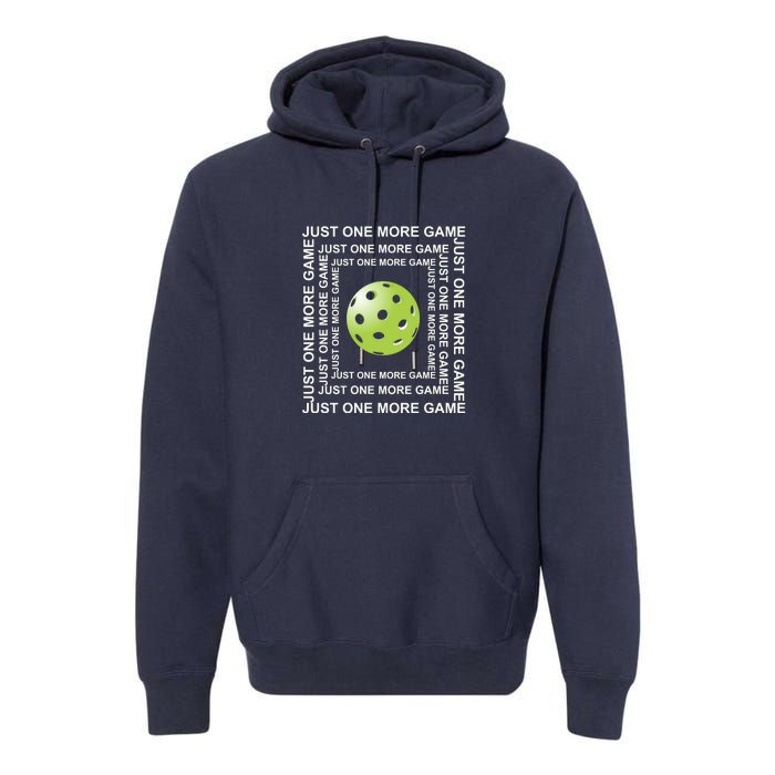 Just One More Game Square | Fun Pickleball Premium Hoodie