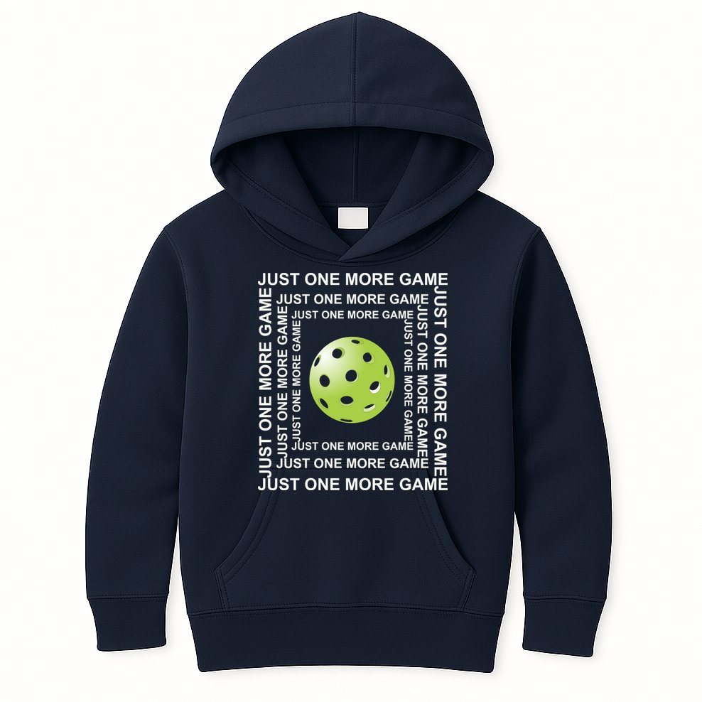 Just One More Game Square | Fun Pickleball Kids Hoodie