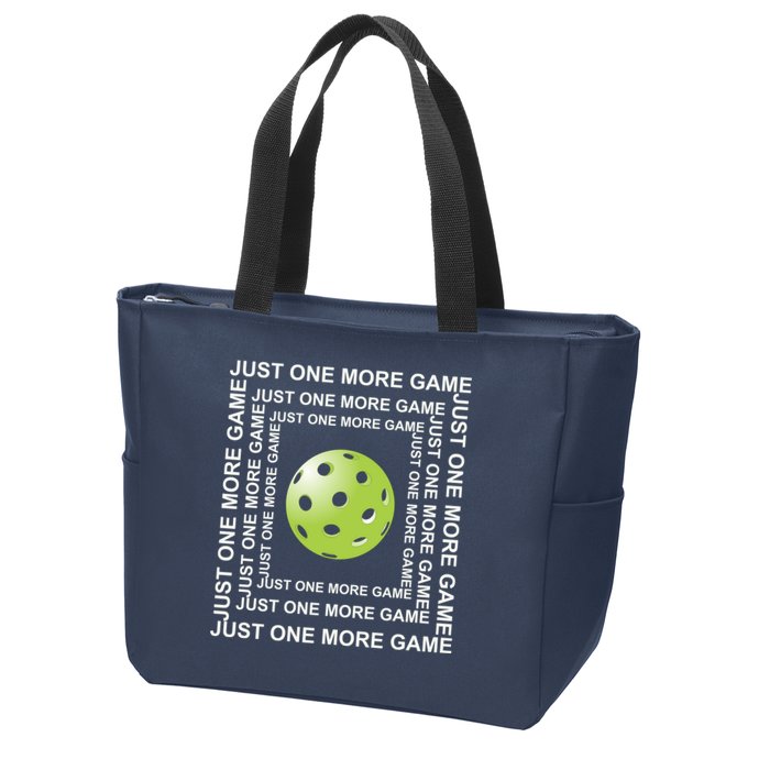 Just One More Game Square | Fun Pickleball Zip Tote Bag