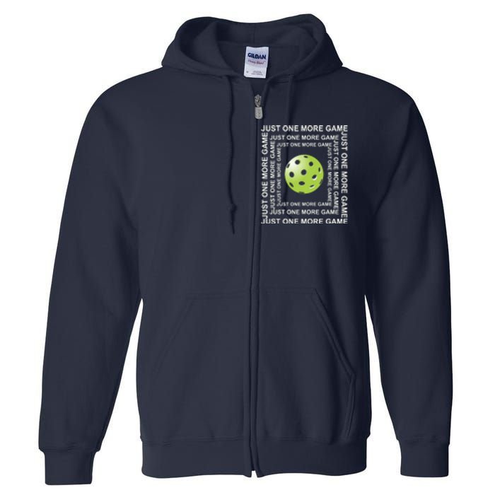 Just One More Game Square | Fun Pickleball Full Zip Hoodie