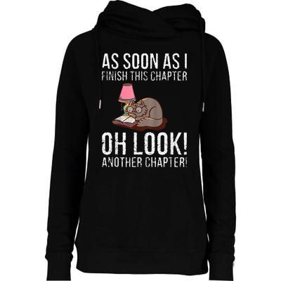 Just One More Chapter Cat 2024 Womens Funnel Neck Pullover Hood