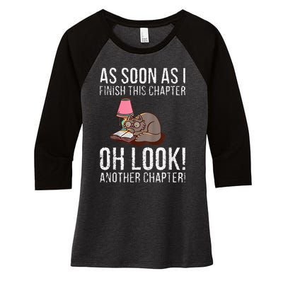 Just One More Chapter Cat 2024 Women's Tri-Blend 3/4-Sleeve Raglan Shirt