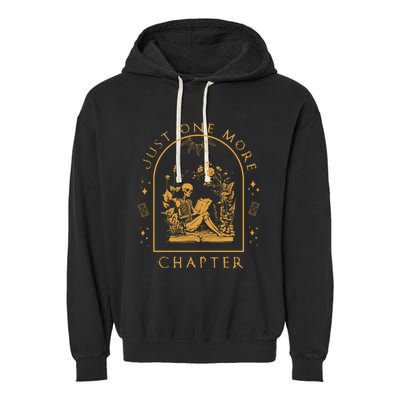 Just One More Chapter Vintage Skeleton Reading Book Reader Garment-Dyed Fleece Hoodie