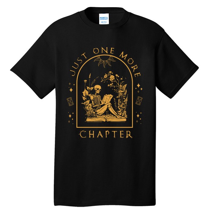 Just One More Chapter Vintage Skeleton Reading Book Reader Tall T-Shirt