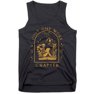 Just One More Chapter Vintage Skeleton Reading Book Reader Tank Top