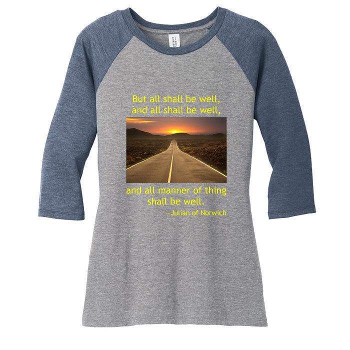 Julian Of Norwich All Shall Be Well Christian Heaven Hope Women's Tri-Blend 3/4-Sleeve Raglan Shirt