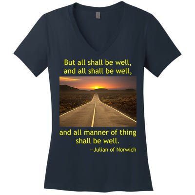 Julian Of Norwich All Shall Be Well Christian Heaven Hope Women's V-Neck T-Shirt