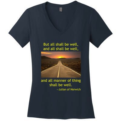 Julian Of Norwich All Shall Be Well Christian Heaven Hope Women's V-Neck T-Shirt