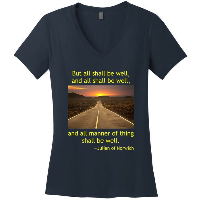 Julian Of Norwich All Shall Be Well Christian Heaven Hope Women's V-Neck T-Shirt