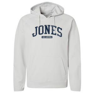 Jones Oklahoma Ok College Style Blue Performance Fleece Hoodie