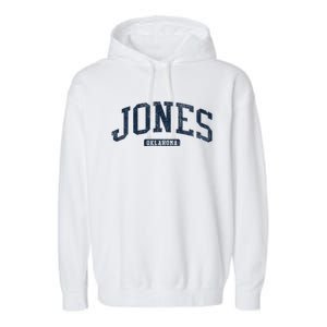 Jones Oklahoma Ok College Style Blue Garment-Dyed Fleece Hoodie