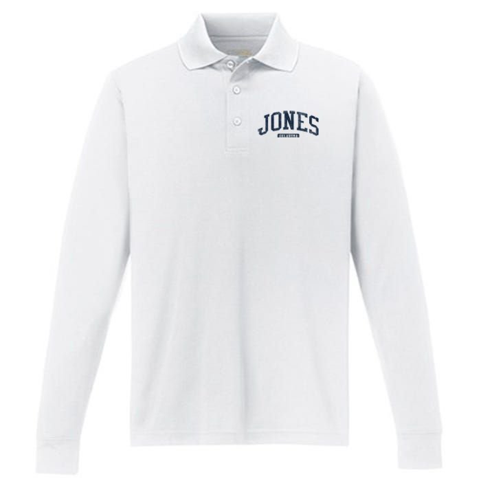 Jones Oklahoma Ok College Style Blue Performance Long Sleeve Polo