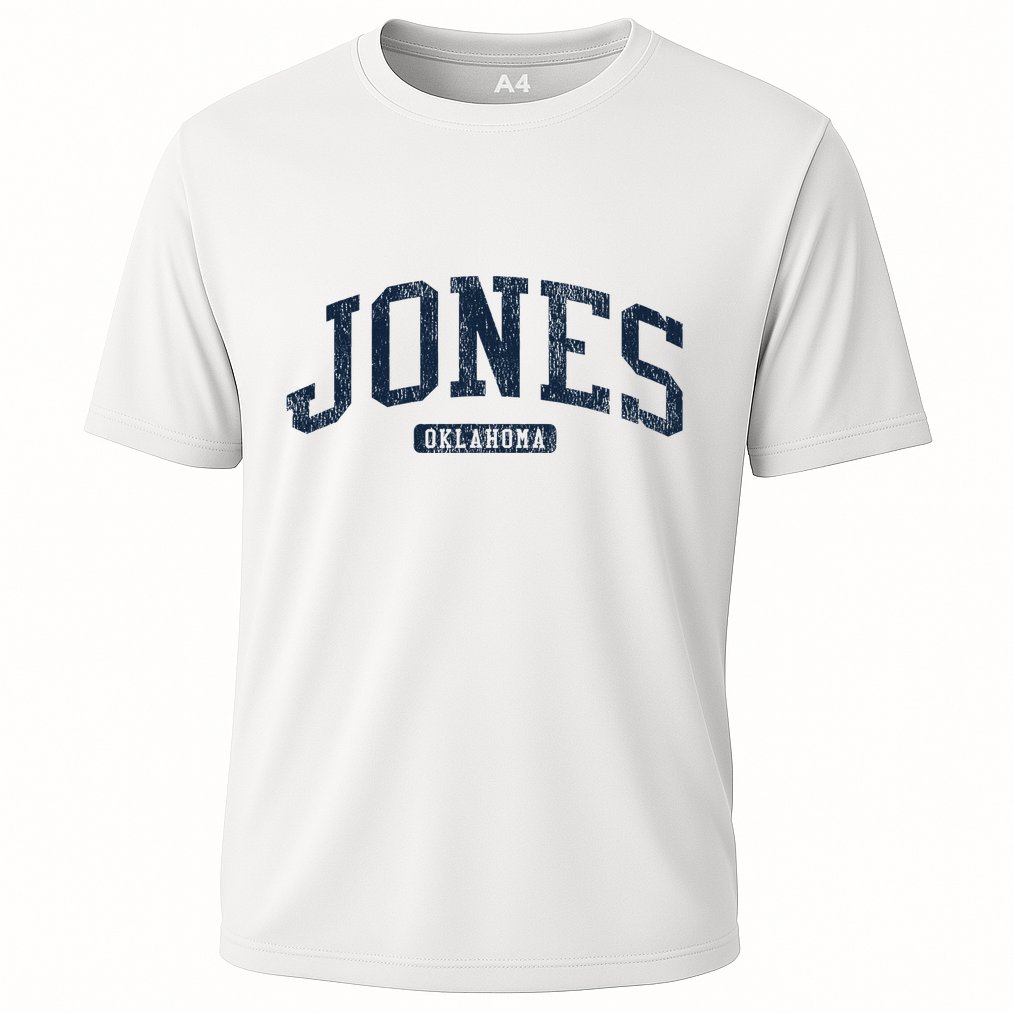 Jones Oklahoma Ok College Style Blue Cooling Performance Crew T-Shirt