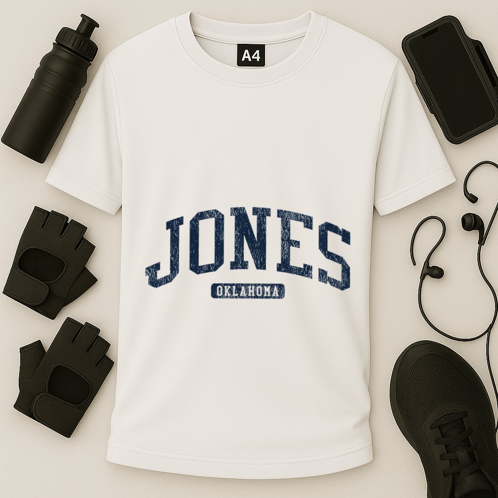 Jones Oklahoma Ok College Style Blue Cooling Performance Crew T-Shirt