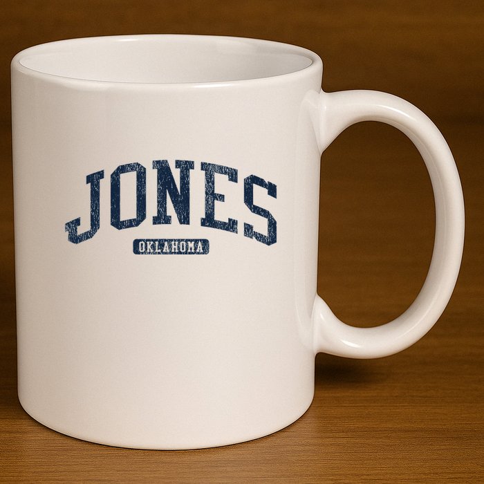 Jones Oklahoma Ok College Style Blue 11oz C Handle Ceramic Mug