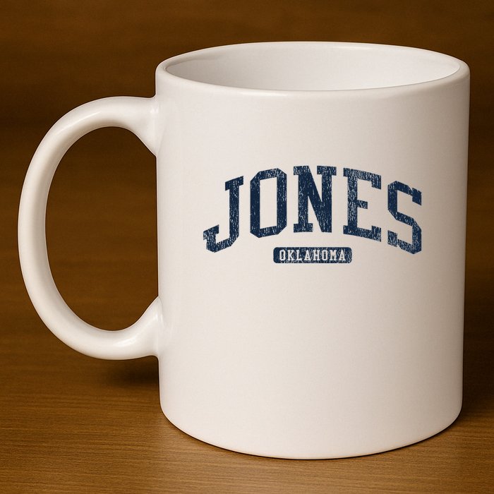 Jones Oklahoma Ok College Style Blue 11oz C Handle Ceramic Mug