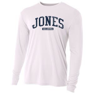 Jones Oklahoma Ok College Style Blue Cooling Performance Long Sleeve Crew