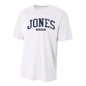 Jones Oklahoma Ok College Style Blue Performance Sprint T-Shirt