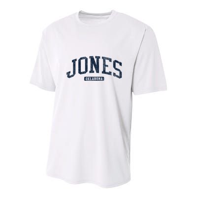 Jones Oklahoma Ok College Style Blue Youth Performance Sprint T-Shirt