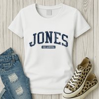 Jones Oklahoma Ok College Style Blue Womens T-Shirt