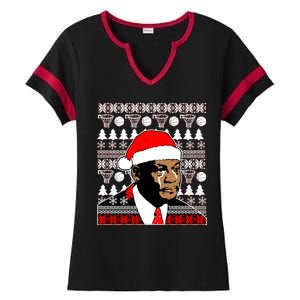 Jordan Crying Meme Ugly Christmas Sweater Design Ladies Halftime Notch Neck Tee