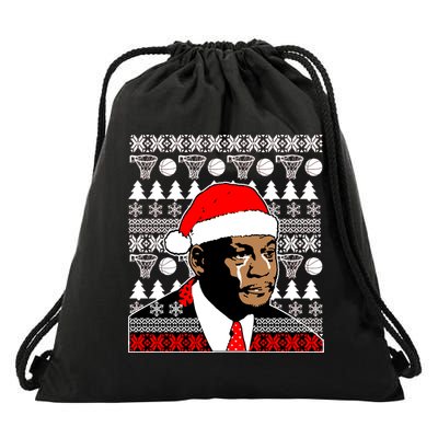 Jordan Crying Meme Ugly Christmas Sweater Design Drawstring Bag