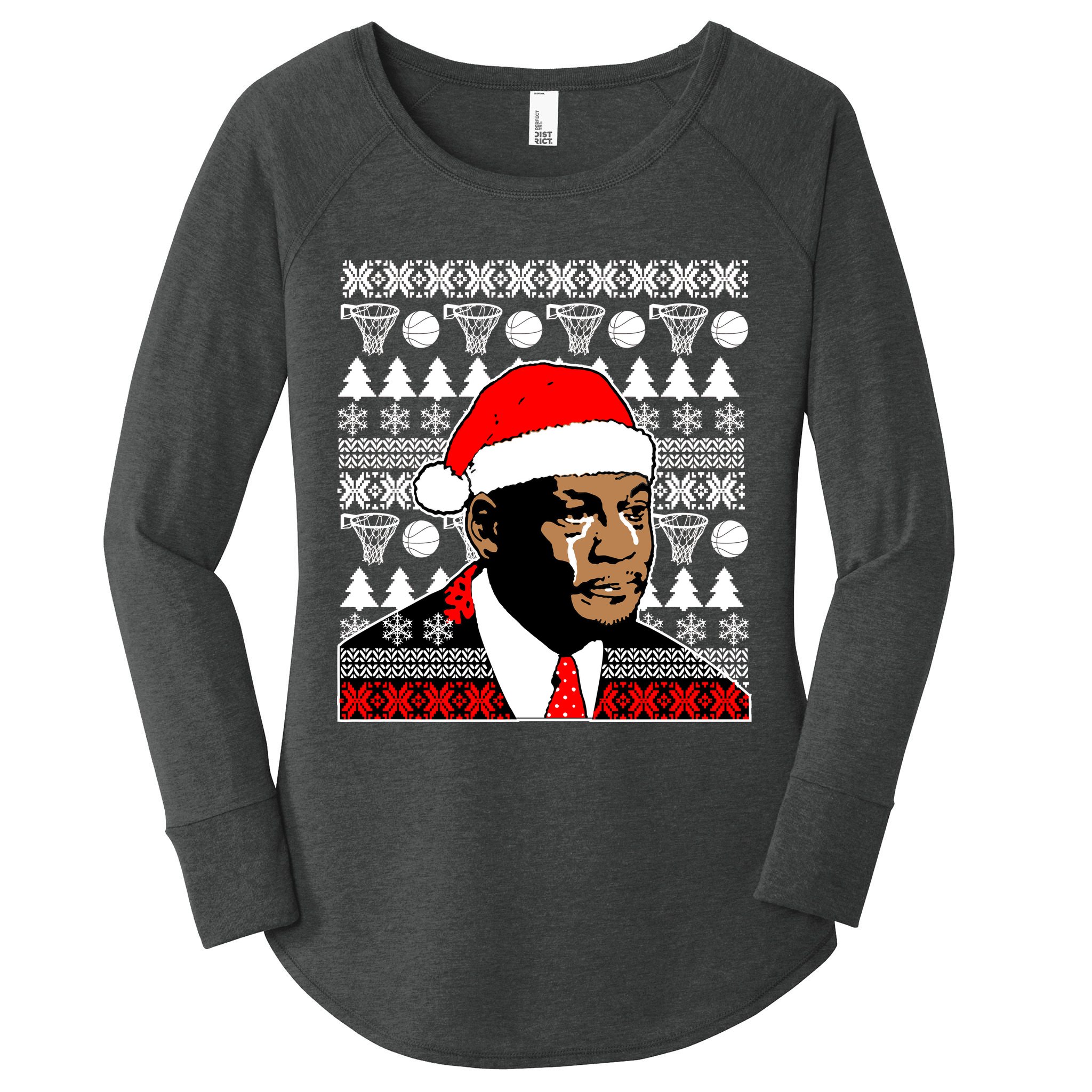 Jordan Crying Meme Ugly Christmas Sweater Design Women's Perfect Tri Tunic Long Sleeve Shirt