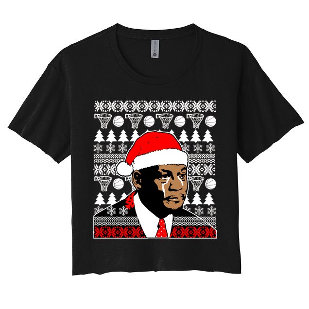 Jordan Crying Meme Ugly Christmas Sweater Design Crop Top