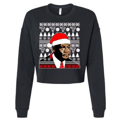 Jordan Crying Meme Ugly Christmas Sweater Design Cropped Pullover Crew