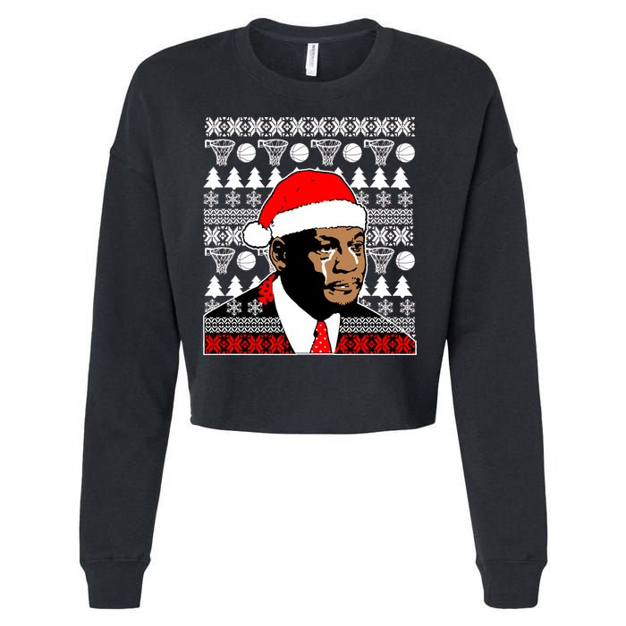 Jordan Crying Meme Ugly Christmas Sweater Design Cropped Pullover Crew