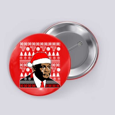 Jordan Crying Meme Ugly Christmas Sweater Design Button