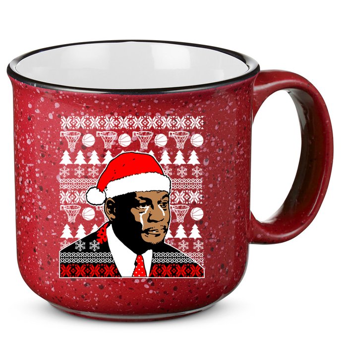 Jordan Crying Meme Ugly Christmas Sweater Design 15oz Campfire Ceramic Mug