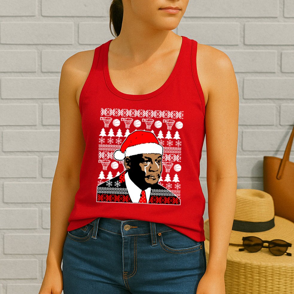 Jordan Crying Meme Ugly Christmas Sweater Design Womens Tank Top