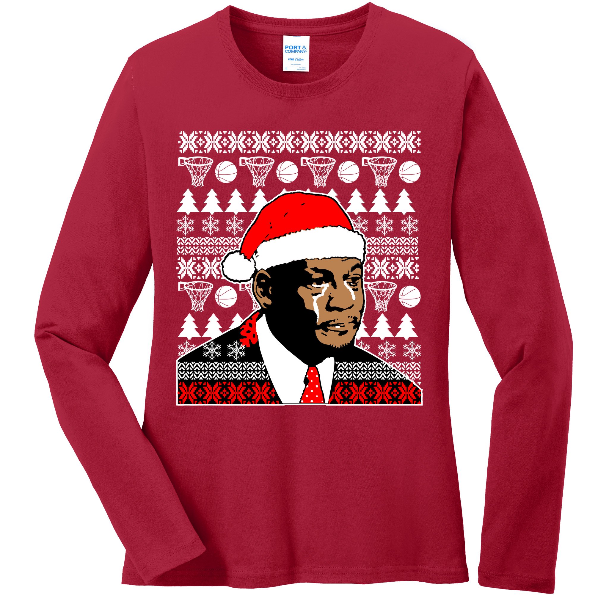 Jordan Crying Meme Ugly Christmas Sweater Design Ladies Long Sleeve Shirt