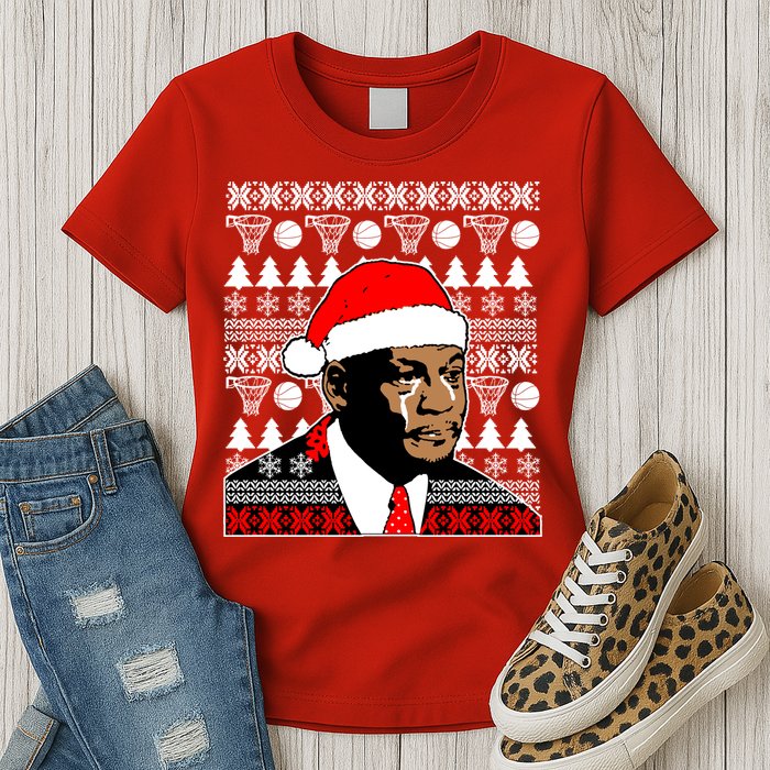 Jordan Crying Meme Ugly Christmas Sweater Design Womens T-Shirt