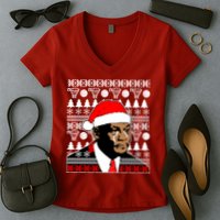 Jordan Crying Meme Ugly Christmas Sweater Design Women's V-Neck T-Shirt
