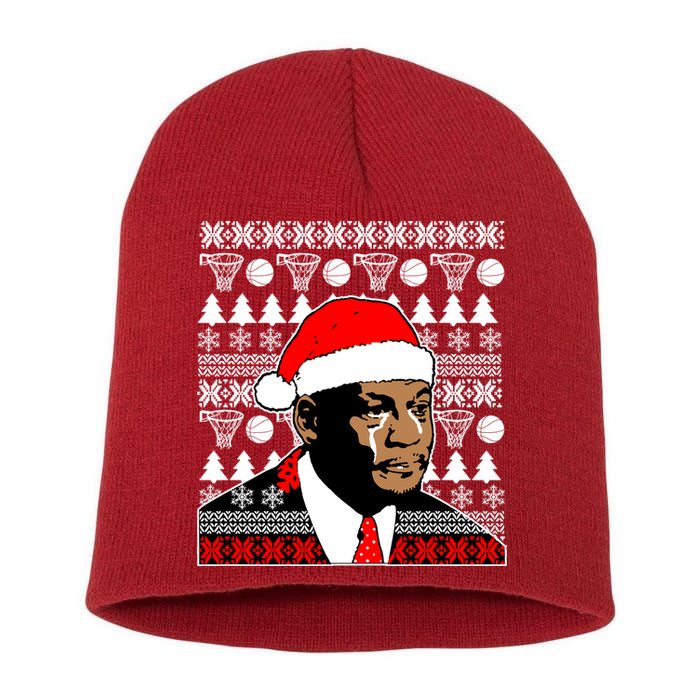 Jordan Crying Meme Ugly Christmas Sweater Design Short Acrylic Beanie