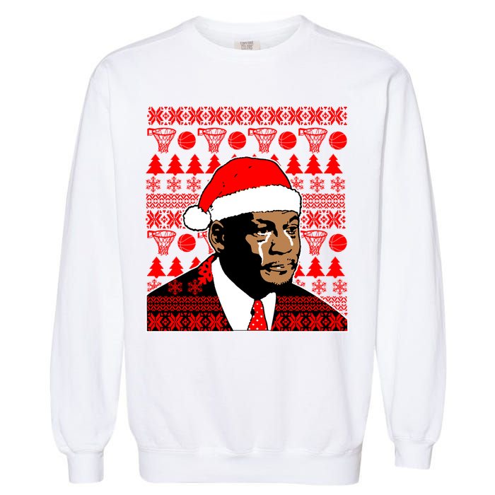 Jordan Crying Meme Ugly Christmas Sweater Design Garment-Dyed Sweatshirt