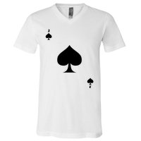 Jack Of Spades Playing Card Spades Poker Bridge Player Costume V-Neck T-Shirt